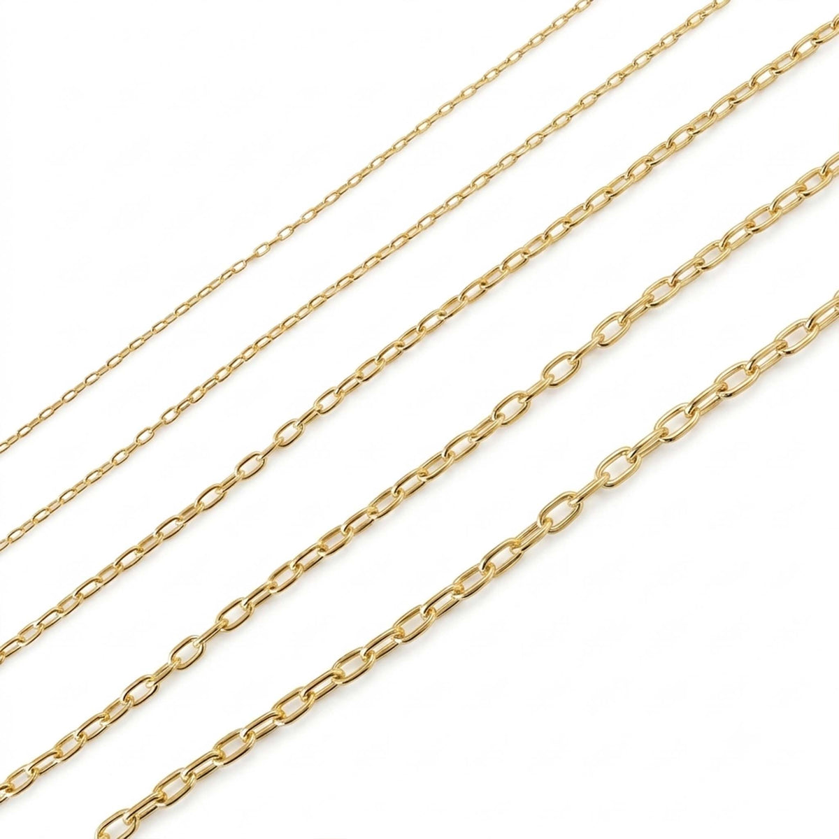 The Oval Cable Chain, a gold open oval link chain necklace